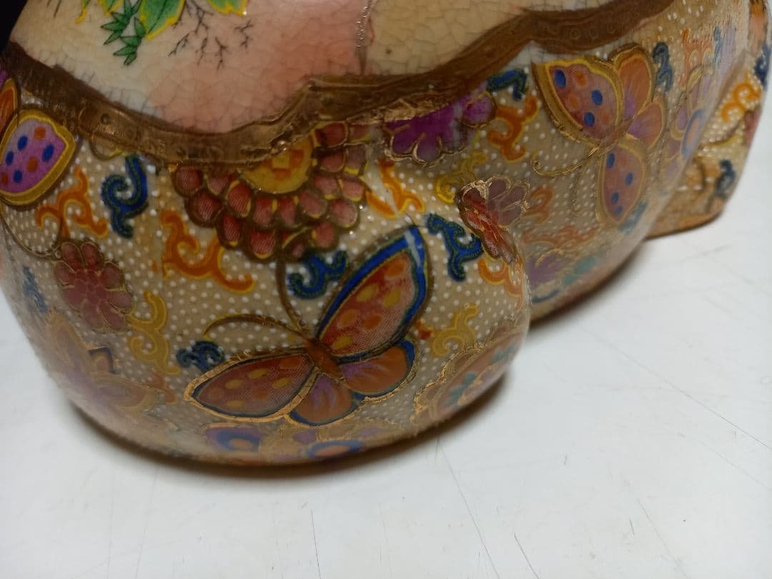 薩摩焼　眠り猫　浮世絵　美人画　古美色　大き目　サイズ　美品